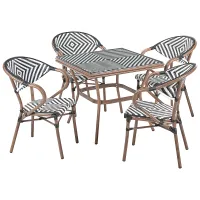 Garden Dining Set 4 Seater CASPRI PE Rattan Black/ White