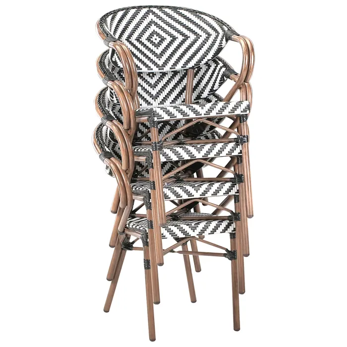 Garden Dining Set 4 Seater CASPRI PE Rattan Black/ White