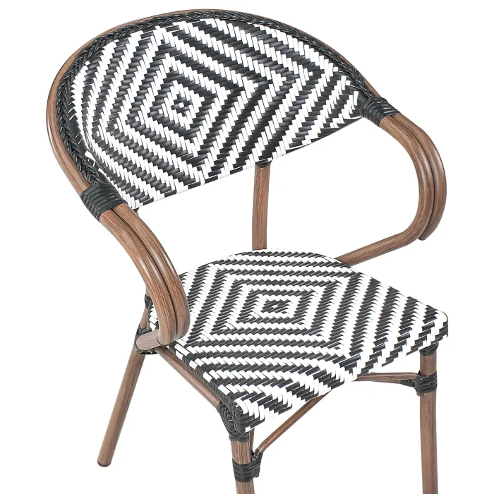 Garden Dining Set 4 Seater CASPRI PE Rattan Black/ White