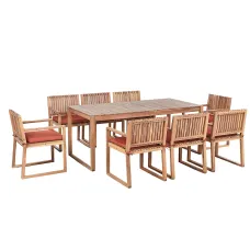 Garden Dining Set 8 Seater SASSARI PREMIUM with Cushions Certified Acacia Wood Red
