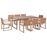 Garden Dining Set 8 Seater SASSARI PREMIUM with Cushions Certified Acacia Wood Taupe