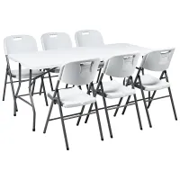 Garden Dining Set 6 Seater CUGNOLI Folding White