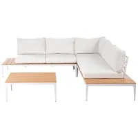 Garden Corner Sofa with Table 5 Seater POSITANO Off-White