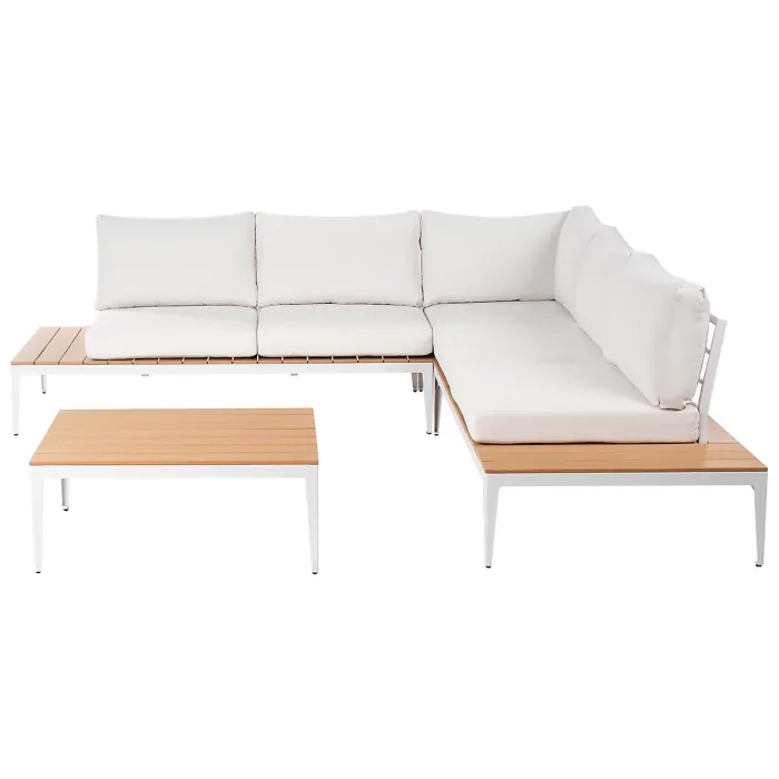Garden Corner Sofa with Table 5 Seater POSITANO Off-White
