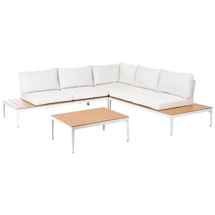 Garden Corner Sofa with Table 5 Seater POSITANO Off-White