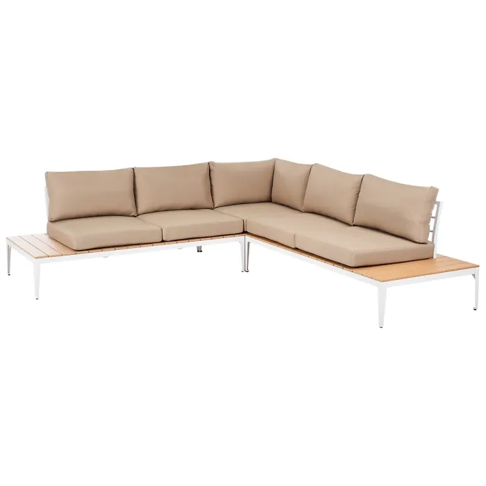 Garden Corner Sofa with Table 5 Seater POSITANO Light Brown
