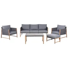 Garden Lounge Set with Table and Ottoman 5 Seater NOLA Metal Grey