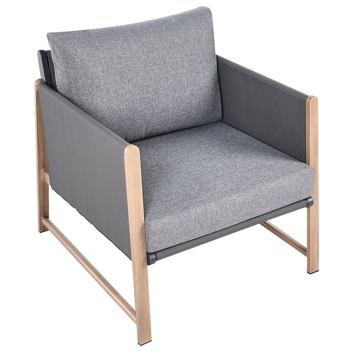 Garden Lounge Set with Table and Ottoman 5 Seater NOLA Metal Grey