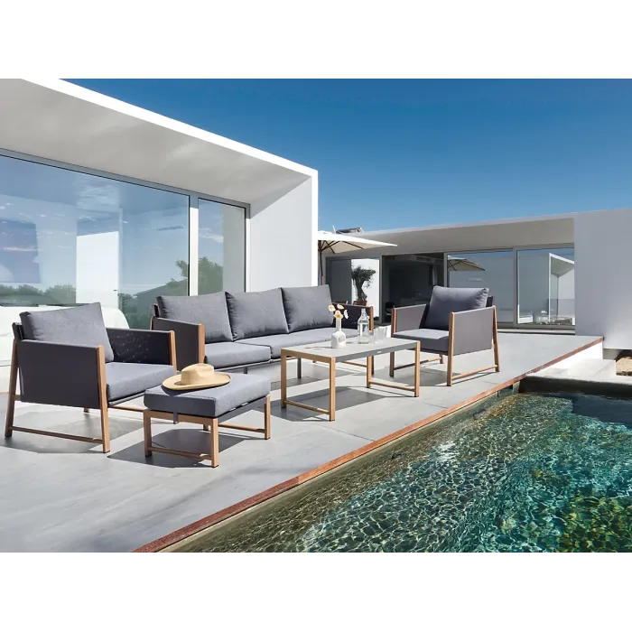 Garden Lounge Set with Table and Ottoman 5 Seater NOLA Metal Grey