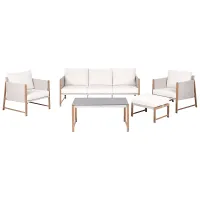 Garden Lounge Set with Table and Ottoman 5 Seater NOLA Metal Light Beige