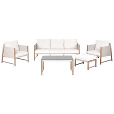Garden Lounge Set with Table and Ottoman 5 Seater NOLA Metal Light Beige