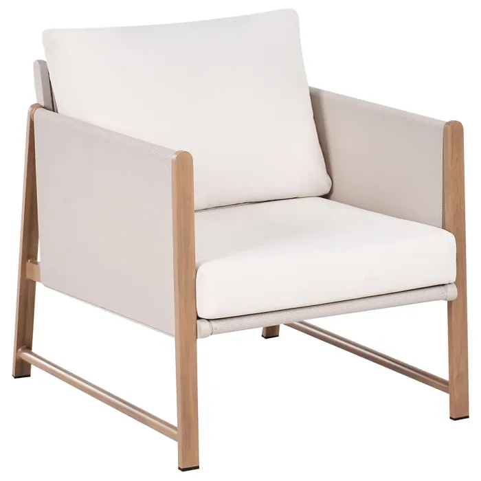 Garden Lounge Set with Table and Ottoman 5 Seater NOLA Metal Light Beige