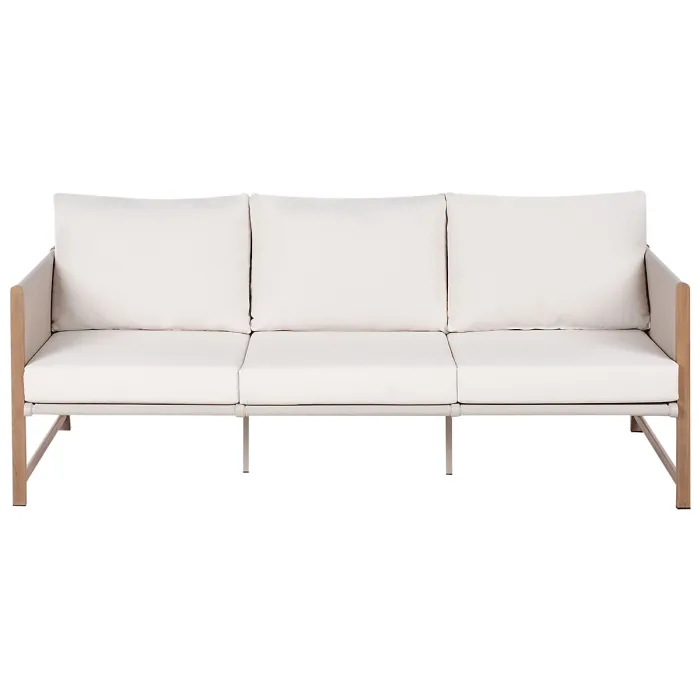 Garden Lounge Set with Table and Ottoman 5 Seater NOLA Metal Light Beige