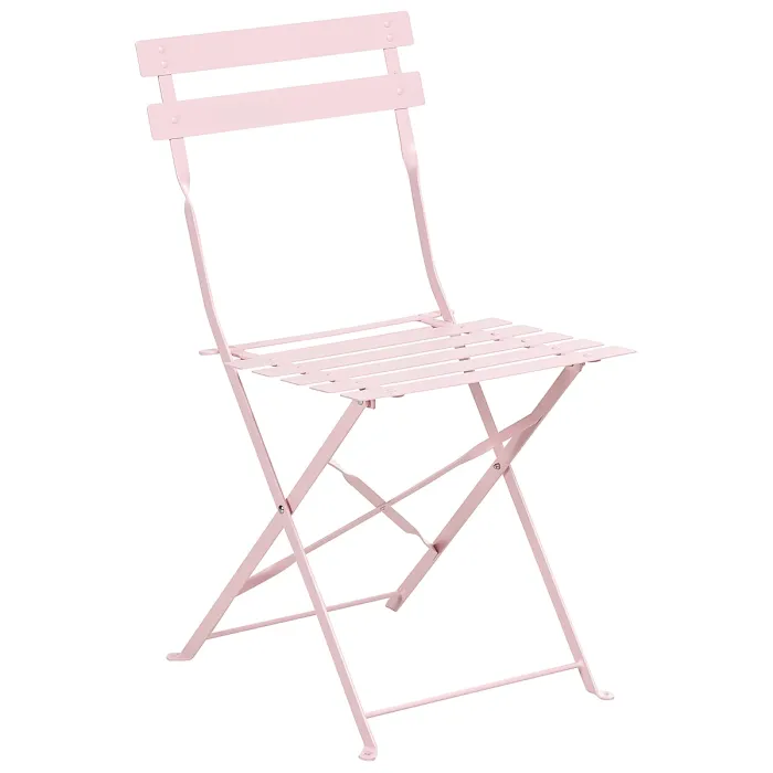 Garden Dining Set 4 Seater FIORI Folding Metal Pastel Pink