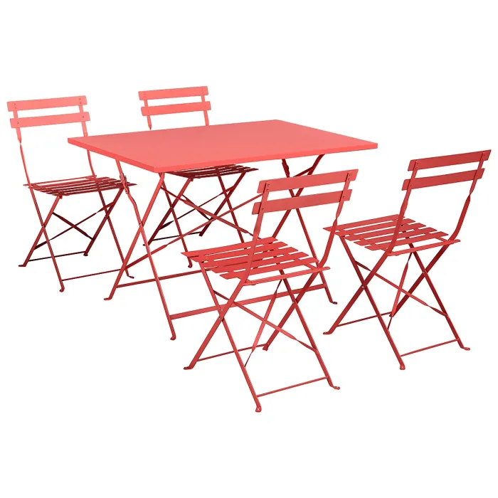 Garden Dining Set 4 Seater FIORI Metal Red