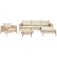 Garden Lounge Set with Table 4 Seater CALASETTA Left Hand PE Rattan Beige