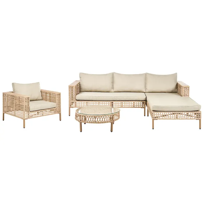 Garden Lounge Set with Table 4 Seater CALASETTA Left Hand PE Rattan Beige