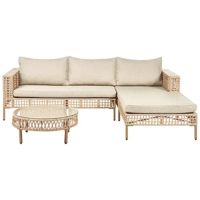 Garden Lounge Set with Table 4 Seater CALASETTA Left Hand PE Rattan Beige