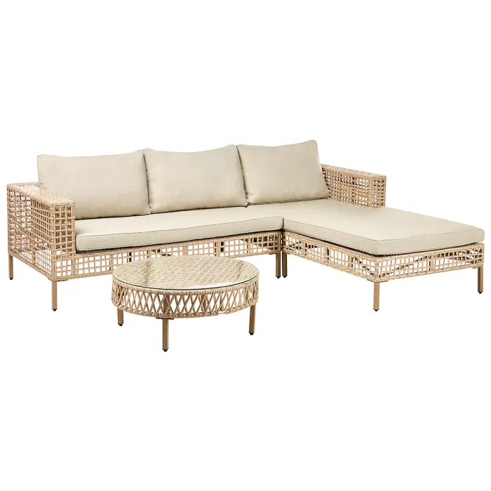 Garden Lounge Set with Table 4 Seater CALASETTA Left Hand PE Rattan Beige