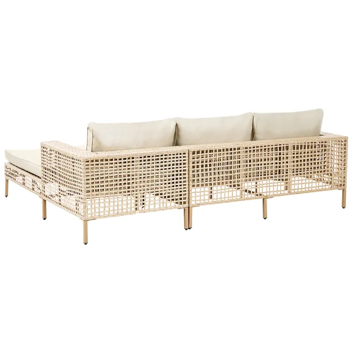Garden Lounge Set with Table 4 Seater CALASETTA Left Hand PE Rattan Beige