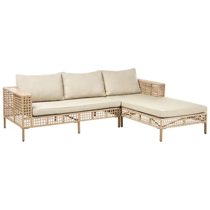 Garden Lounge Set with Table 4 Seater CALASETTA Left Hand PE Rattan Beige