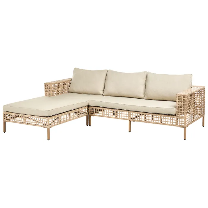 Garden Lounge Set with Table 4 Seater CALASETTA Right Hand PE Rattan Beige