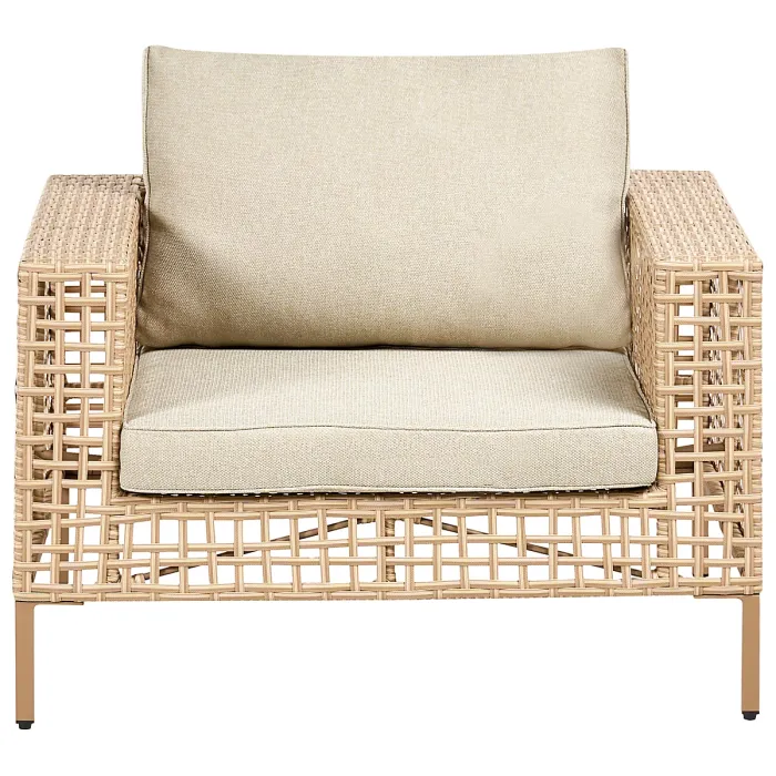 Garden Lounge Set with Table 4 Seater CALASETTA Right Hand PE Rattan Beige