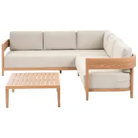 Garden Corner Sofa with Table 5 Seater SAMPIERI Left Hand Metal Light Brown