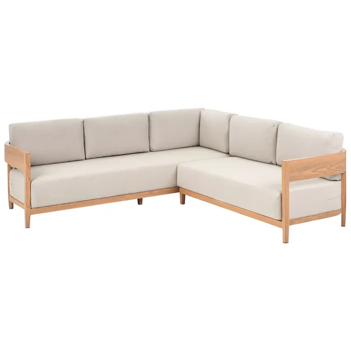 Garden Corner Sofa with Table 5 Seater SAMPIERI Left Hand Metal Light Brown
