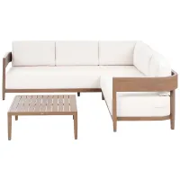Garden Corner Sofa with Table 5 Seater SAMPIERI Left Hand Metal Brown