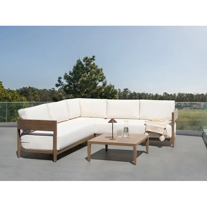 Garden Corner Sofa with Table 5 Seater SAMPIERI Left Hand Metal Brown