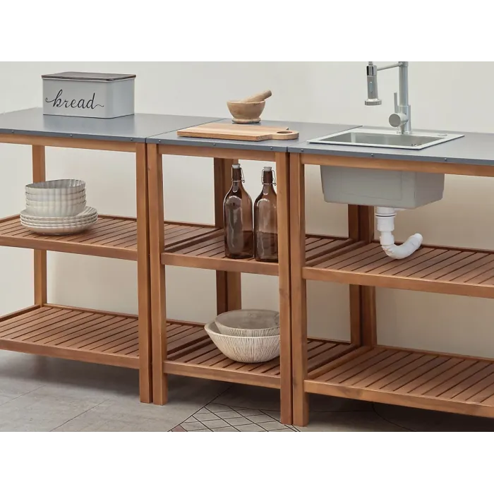 Outdoor Kitchen Island BRUCOLI Acacia Wood Brown