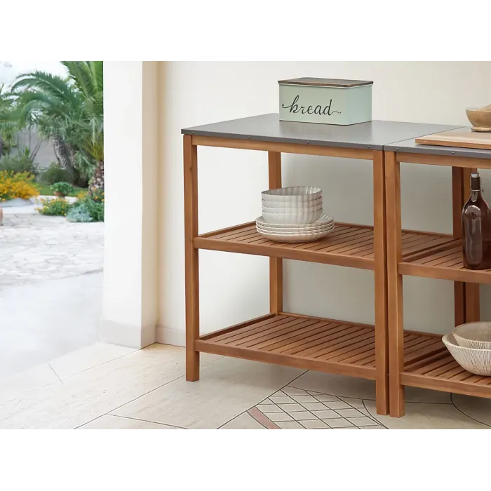 Big Kitchen Island BRUCOLI Acacia Wood Brown