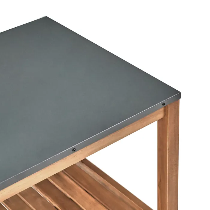 Outdoor Kitchen Island with Sink BRUCOLI Acacia Wood Brown/ Silver