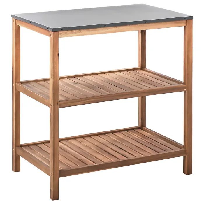 3 Piece Outdoor Kitchen Set with Sink BRUCOLI Acacia Wood Brown/ Silver