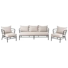 Garden Sofa Set 5 Seater PONZONE Metal Light Beige