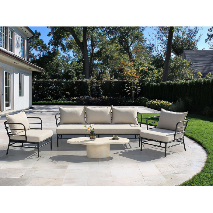 Garden Sofa Set 5 Seater PONZONE Metal Light Beige