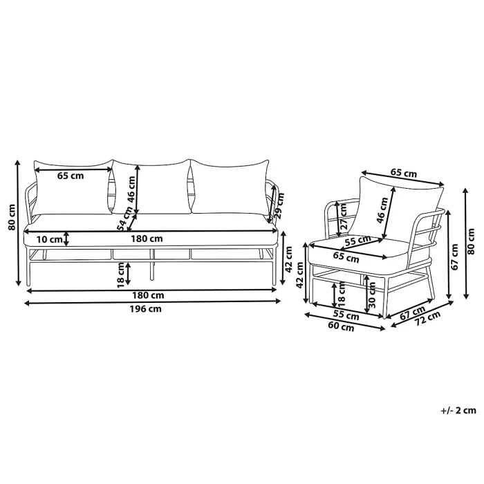 Garden Sofa Set 5 Seater PONZONE Metal Light Beige