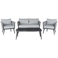 Garden Lounge Set with Table 4 Seater PREVEZA PE Rattan Grey