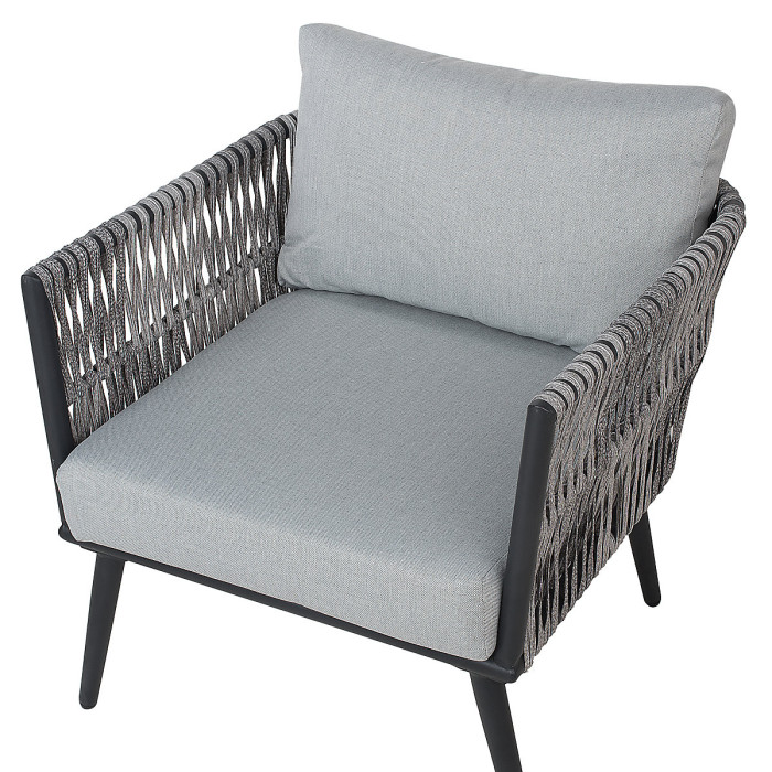 Garden Lounge Set with Table 4 Seater PREVEZA PE Rattan Grey