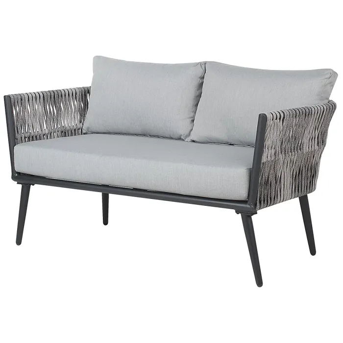 Garden Lounge Set with Table 4 Seater PREVEZA PE Rattan Grey