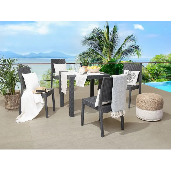 Garden Dining Set 4 Seater FOSSANO Graphite Grey