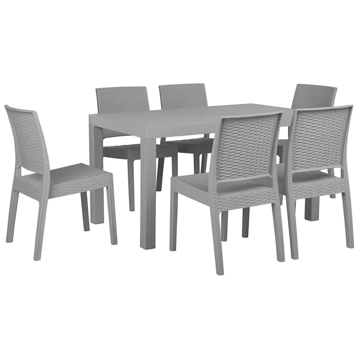 Garden Dining Set 6 Seater FOSSANO Light Grey