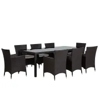 Garden Dining Set 8 Seater ITALY with Cushions PE Rattan Brown