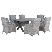 Garden Dining Set 6 Seater CASCAIS with Cushions PE Rattan Grey