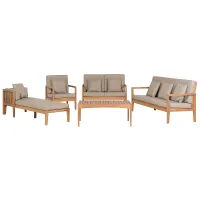 Garden Lounge Set with Table 7 Seater PATAJA Certified Acacia Wood Light Brown