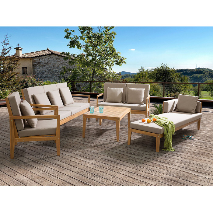 Garden Lounge Set with Table 7 Seater PATAJA Certified Acacia Wood Light Brown