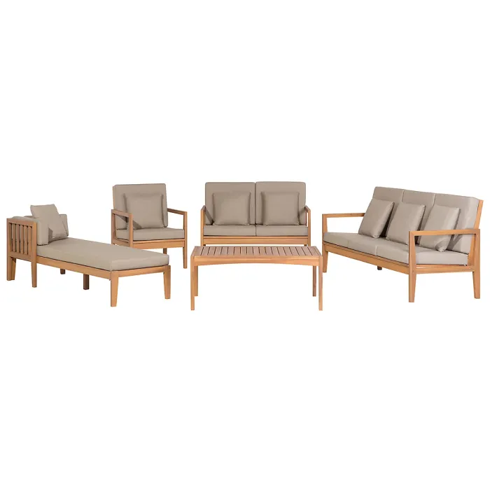 Garden Lounge Set with Table 7 Seater PATAJA Certified Acacia Wood Light Brown