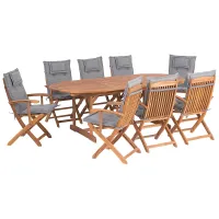 Garden Dining Set 8 Seater MAUI with Cushions Acacia Wood Grey