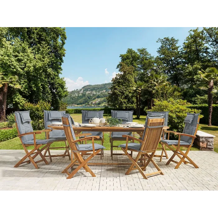 Garden Dining Set 8 Seater MAUI with Cushions Acacia Wood Grey